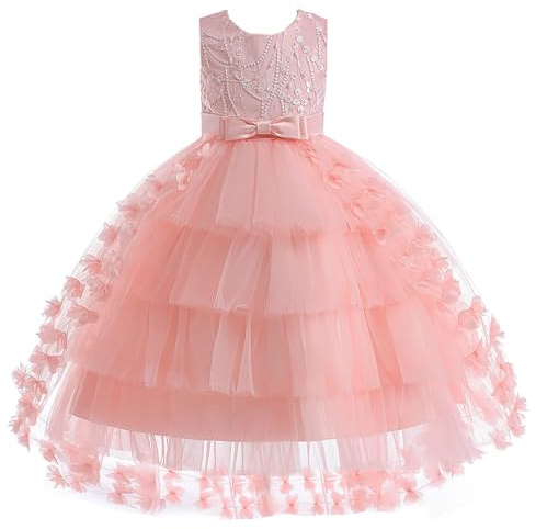 M MUNCASO Girls Princess Dress Kids Flower Lace Tulle Dress Girls Evening Dress Floral Lace Bridesmaid Wedding Pageant Gown High-Low Party Dress Sleeveless Elegant Formal Cocktail Prom Dance Ball
