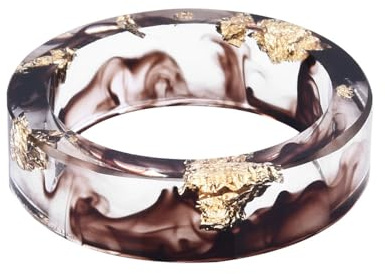 HIJONES Da Donna Pressato Fiore Secco Pianta Resina Anello Fascia Trasparente Acrilico Stile Naturale Gioielli per Anniversario di Nozze Marrone Misura 17