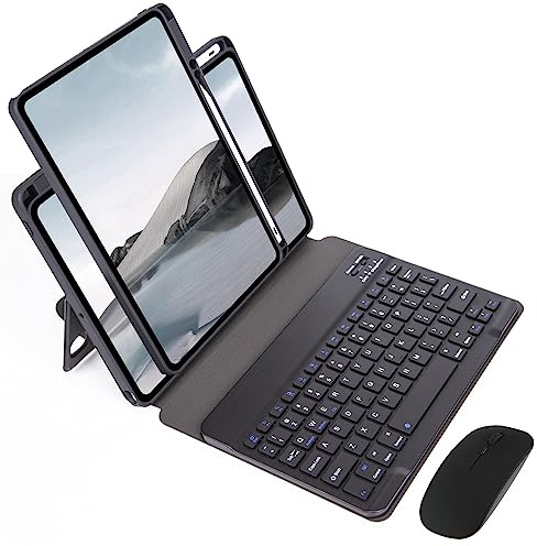 ZKAIAI Funda con Teclado para iPad Pro 12,9 Pulgadas (3.ª4.ª5.ª6.ª generación - 2018,2020,2021,2022), Español Ñ Teclado Bluetooth Inalámbrico con 360° Giratoria Cubierta, Ratón y Portalápices, Negro