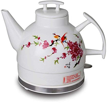 Bouilloire de voyage Bouilloire électrique sans fil en céramique blanche - Pichet rétro de 1 L, eau légère de 1000 W rapide pour le thé, le café, chaudière à eau chaude sans fil sans BPA, ébullition