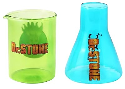 Dr. Stone Senku and E=mc2 3oz Beaker Mini Glass Set of 2