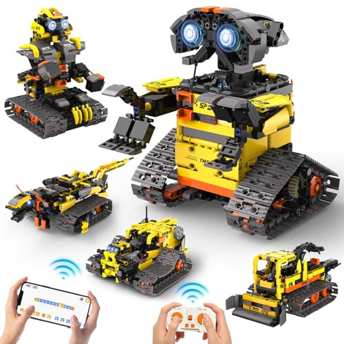 Technic Roboter Bauspielzeug Bausatz ab 8+, 5-IN-1 RC Roboter und Auto | 688PCS, Ferngesteuert und App Robot Bausatz Kinder, RC Programmierbar Teenager Spielzeug Geschenk ab 8-15 Jahre Jungen