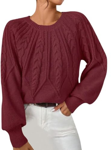 JIANROU Pull Femme Hiver Chic Pullover Chaud Sweater Tricot Pulls,Pull en Maille Ajourée Pull Ajouré Pull Tricoté Pull Classe Pull À Grosse Maille Sweat Plaid