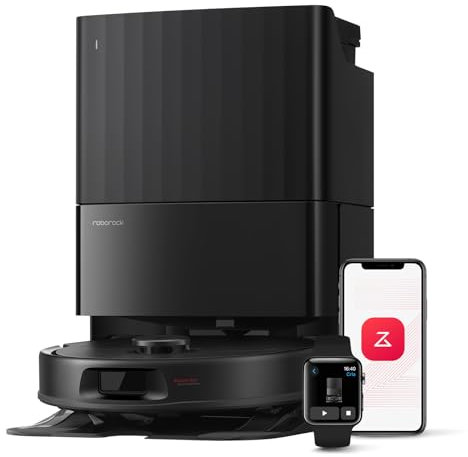 roborock QV 35A Robot Aspirapolvere, Antigroviglio, 8000Pa, Panno Sollevabile, Autolavaggio, Asciugatura ad Aria, Stazione Tutto in Uno, Evitare gli Ostacoli, Strategie di Pulizia dei Tappeti, Nero