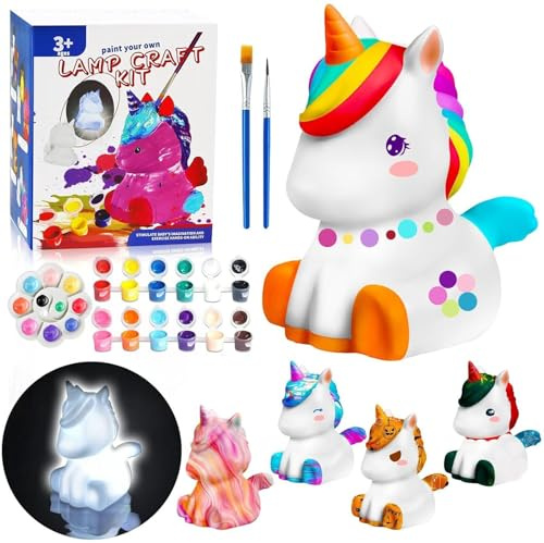 LinStyle Bastelset Kinder Einhorn Malset,DIY Malset Kreativ Set für Mädchen und Jungen,Geburtstagsgeschenk Bastelset Mädchen Jungen 3-12 Jahre Geschenkideen