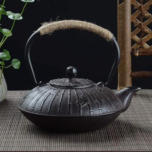 Tetera de hierro fundido, tetera for estufa, tetera de hierro japonés de 900 ml, tetera de hierro fundido sin recubrimiento, tetera artesanal