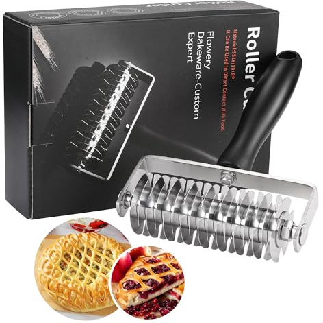 Pastry Lattice Roller Cutter - Stainless Steel Professional Dough Lattice Top Pie Pizza Bread Pastry Crust Lattice Roller Cutter wheel