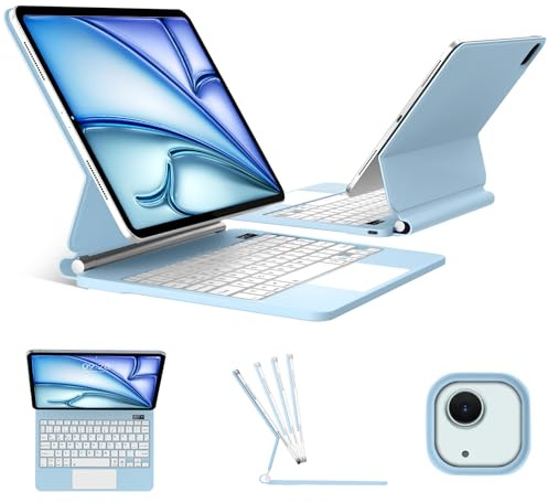 FOGARI Magic Keyboard para iPad Air 11 M2/M3/M4 2024/2025/2026 | Español Ñ Teclado Bluetooth con Trackpad para iPad Air 11 M2/M3/M4 2026 Teclado con Touchpad, Azul Claro