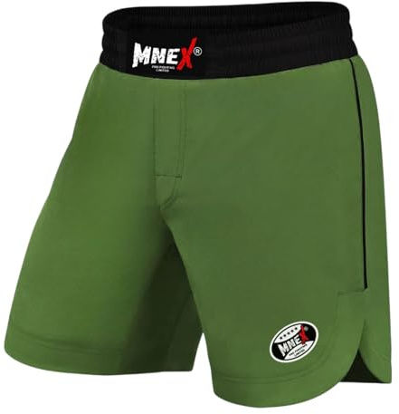 MMA Shorts for Training and Kick Boxing, Trunks for Bodybuilding, Cage Fighting, Muay Thai, BJJ Grappling and Combat Sports Green