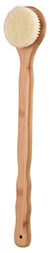 Kahki Körperbürste aus Holz mit langem Griff, für Trockenbürsten, Hautpeeling und Cellulite-Behandlung, 44 x 7,5 cm, 140 g, 1 Stück
