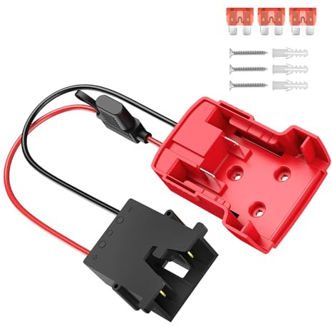 Adattatore di alimentazione per batterie al litio da 18 V per equitazione auto giocattolo con connettori per cablaggio, 3 fusibili da 40 A inclusi, adattatore di alimentazione con imbracatura