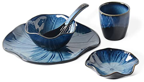 CCKUYT Servizio da tavola in Porcellana, Servizio per 4/6/8 Persone, Set di stoviglie in Stile Giapponese, Set di Piatti da tavola, Set di stoviglie in Ceramica - Cena