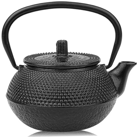 Théière japonaise en fonte Tetsubin | Bouilloire à thé en fonte, théière japonaise de 10 oz noire universelle avec infuseur amovible, cuisinière à induction gaz, sans danger pour la cuisinière