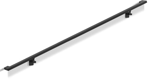 Dawn Railing 6FT Black Rectangle Staircase Handrail Wall Mounted Stair Railing Indoor, ADA Compliance Stainless Steel Handrails for Indoor Stairs, Black Powder-Coated Finish for Stair Porch Steps