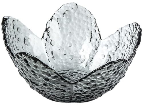 TOPPERFUN Insalatiera di Vetro Grande Trasparente Design Giapponese a Cinque Petali Ciotola Multifunzionale per Frutta e Dessert Contenitore per Alimenti come Regalo per la Casa e Uso