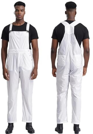 Arbeitsoverall Herren Latzhose Herren Träger Arbeitsoverall Uniformen Wasserabweisend Overall mit Taschen Overalls Schweißanzug Werkstatt(Ivory,S)