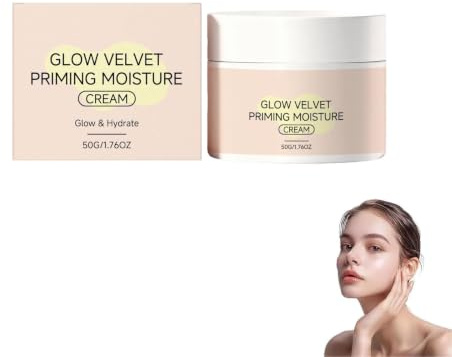 Glow Velvet Priming Moisture Cream - Velvety Finish Face Primer Moisturizer, Long-Lasting Hydrating Makeup Base and Softens Skin