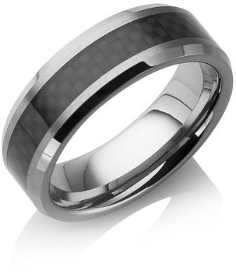Tungstino Ring 'Carbon Fiber Black' Wolframcarbid, Size:7.5 (17.75)
