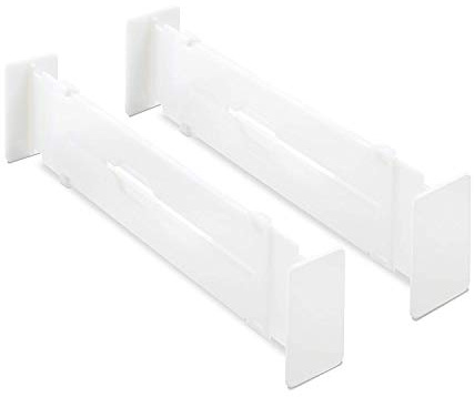 Whitmor Adjustable Organizers Drawer Dividers, Set of 2, White