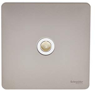 Schneider Electric Piastra piatta senza viti – presa singola per antenna TV/FM, GU7410WPN, nichel perlato con inserto bianco