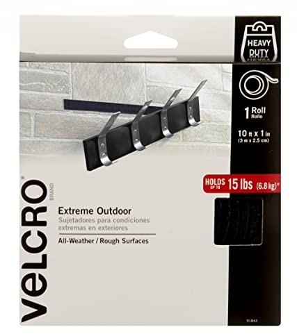 VELCRO Brand | Heavy Duty Extreme Outdoor Stick On Tape | Cut-to-Length Industrial Extra Strong Double Sided Hook & Loop Self Adhesive Tape Perfect for Home, Office, Garage Use | Black | 3m x 25mm