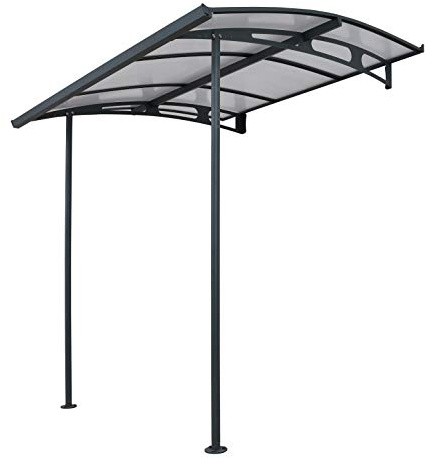 Palram - Canopia Vega 2000-7' x 7' Window & Door Awning for Door Entrance, High-End Polycarbonate Patio Canopy with Clear Panels, UV Protection, Modern Gray Metal Frame, Weather Resistant Overhang
