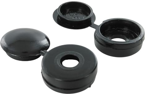 Merriway BH03989 (50 Pcs) Black Hinged Screw Cup and Cover For No. 6 and No. 8 Screws - Pack of 50 Pieces