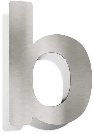 Edelstahl Hausnummer B - massiv, wetterfest & rostfrei - 14 cm groß - mit Befestigungsmaterial - Design Hausnummern-Schild gebürstet N-01-B-E