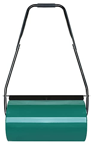 UISEBRT Rasenwalze befüllbar 57cm 46L Füllvolumen - Handwalze Gartenwalze 32 cm Durchmesser, Grün