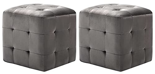 vidaXL Nachttische 2 STK. Grau 30×30×30 cm Samtstoff