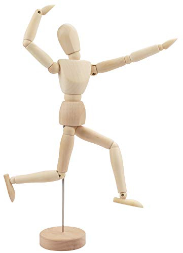 Kurtzy Gliederpuppe aus Holz 30,5cm Holzpuppe Menschlicher Körper Mannequin mit Ständer - Verstellbare Glieder Puppe Zeichenpuppe Schneiderpuppe Holzmännchen zum Zeichnen, Malen, Kunst, Modellfigur