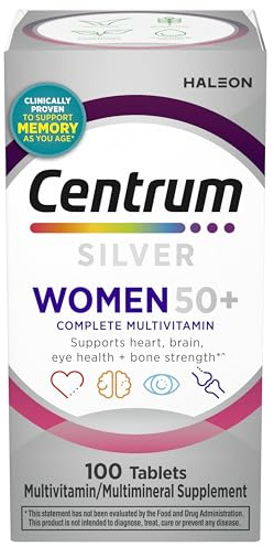 Centrum Silver Women's Multivitamin for Women 50 Plus, Multivitamin/Multimineral Supplement with Vitamin D3, B Vitamins, Non-GMO Ingredients, Supports Memory and Cognition in Older Adults - 100 Ct