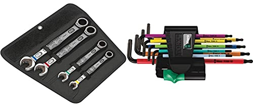 Wera Joker Combination Ratchet Spanner Set, Metric, 4pc, 05073290001 & 967SPKL/9BO Multicolour TX-key set, TX8 - TX40, 9pc, 05073599001