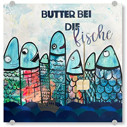 artboxONE Acrylglasbild 30x30 cm Tiere Butter bei die Fische Bild hinter Acrylglas - Bild Fisch abstrakt Animal