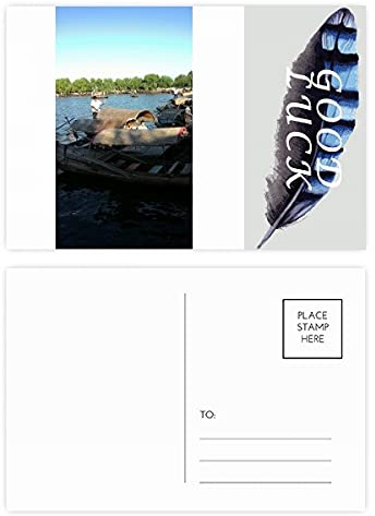 Anglerboot, Art-Deco-Stil, modisches Glücks-Postkarten-Set, Dankeskarte, 20 Stück