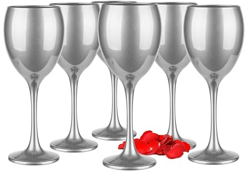 Glasmark Krosno Copas De Vino Juego De 6 Copas De Vino Blanco 300Ml Copas De Vino Tinto Cristalería Copas De Vino Set Plata