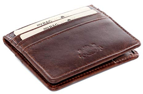 VS SID & VAIN kleine Kartenetui flach mit RFID Schutz echt Leder - kleine Geldbörse Kreditkartenhalter Earnest - mit münzfach kreditkartenetui - Ledergeldbeutel Herren Damen braun