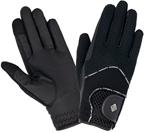 LeMieux Unisex 3D Mesh Riding Gloves - Lightweight & Breathable - Anti Slip - Black - Large