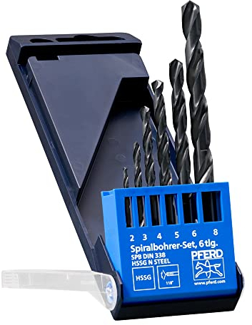PFERD Spiralbohrer-Set STEEL, 6-tlg. | Ø 2-8 mm, HSS-G N, DIN 338, 118° | 25298003 – universell einsetzbar