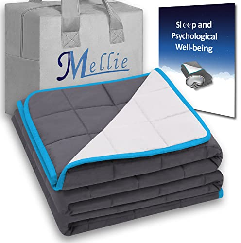 Mellie Luxury 6.8kgs Double Size Weighted Blanket Adult (Grey/White) with Travel Bag - Stress, Insomnia, Anxiety Relief Weight Blanket for Autism - 135 x 190cm - No Covers