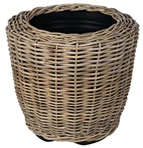 Rattan Kobo Indoor Outdoor Jar Planter Basket with Plastic Pot 75 Gallon Soil Capacity