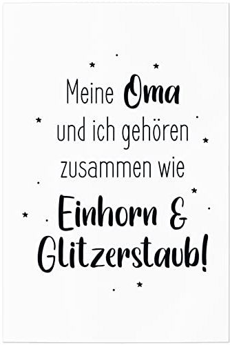 JUNIWORDS Poster, Meine Oma und ich gehören zusammen wie Einhorn & Glitzerstaub!, 40 x 60 cm (1008689)