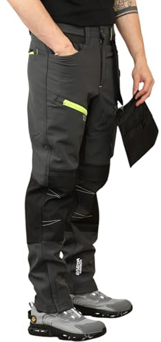 Aviator London Certified EN ISO 20471:2013 Work Trousers- Heavy Duty Safety Combat Cargo Pants - Multi Pockets - Knee Pad Pockets - Triple Stitched - Durable Workwear