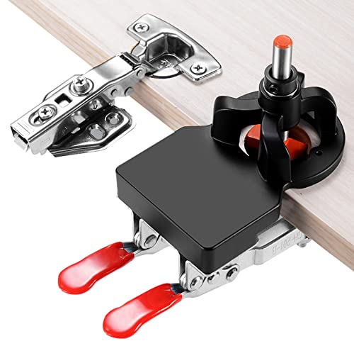 35mm Scharnier Bohrschablone, Aluminium-Legierung Doppelte Klemme Scharnier Loch Bohren Locator, Scharnier Bohrvorrichtungs, Türschrank-Scharnierlehre für DIY Holzbearbeitung