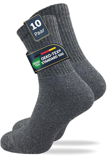 GAWILO Herren Arbeitssocken (10 Paar) | WORK Socken mit viel Baumwolle sind atmungsaktiv und verhindern Schweißfüße | Extra verstärkter Plüschfuß | Schlichter, cleaner Look (43-46, grau)