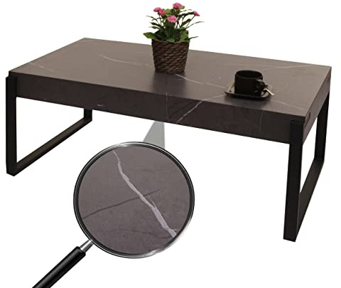 Mendler Couchtisch HWC-L53 Metall 43x110x64cm - Marmor-Optik grau | Wohnzimmertisch, Beistelltisch, Sofatisch