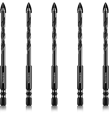 Brocas Porcelanico, Meccion 6mm 5Pcs Broca Azulejos de Carburo de Tungsteno Profesional para Vidrio, Cerámica, Mármol, Granito