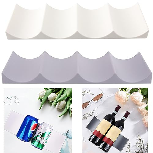 ZUTONS 2 Pezzi porta bottiglie da frigo, delle bevande può organizzatore,a in stile europeo vino portabottiglie,di plastica vino impilatore portabottiglie in plastica,con 4 scanalature (Grigio+Bianco