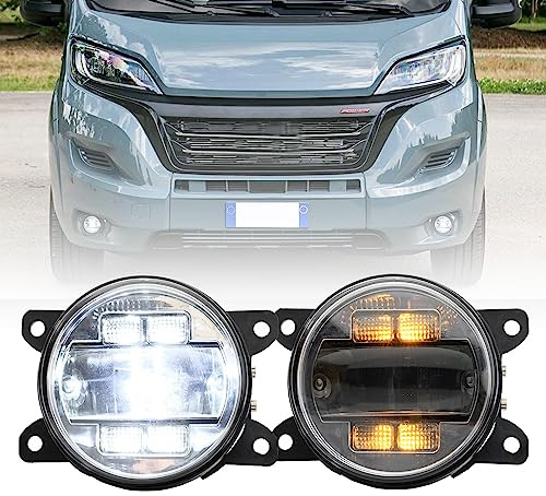 NSLUMO LED-Nebel-/Tagfahrlicht-Einheit für F/iat Ducato, Doblo, Talento, | Frontstoßfänger-Reflektoren, Blinker, Klarglas, 6000K Xenonweiß, 2PCS