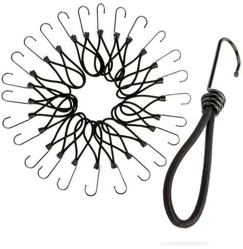 Brevanza 25 Stück Expander mit Haken, Spanngummi mit Haken, Gummispanner, Gummi Expander Set, Spanner mit Haken, Expanderhaken, Expanderschlingen, Planenspanner für Outdoor oder Ladungssicherung